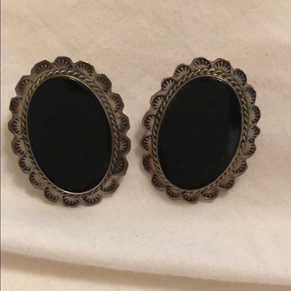 Vint Navajo Thomas Nez sterling silver earrings